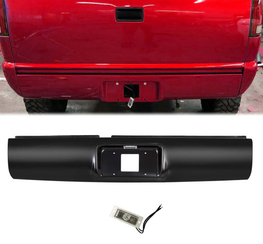 1982-1993 S10 S15 Pickup Rear Roll Pan With License Light & Screws - Black Primed